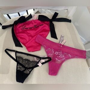 Size Small Victoria's Secret Limited Edition Pink and Black Lace Panties NWT